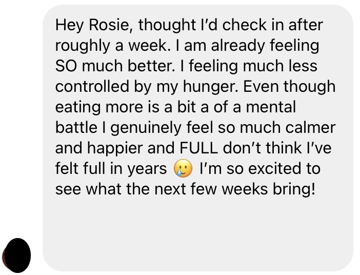 Screenshot of client feedback, 9 of 11